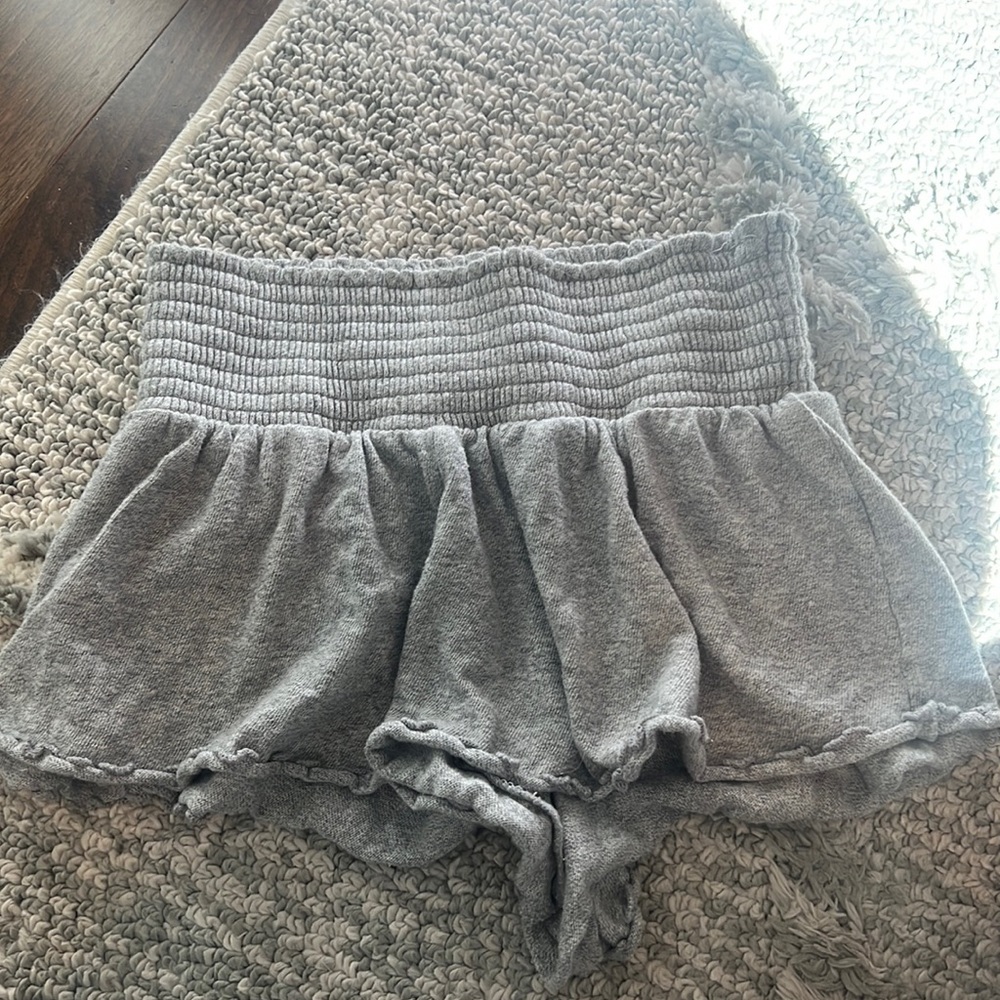 out from under grey flowy shorts